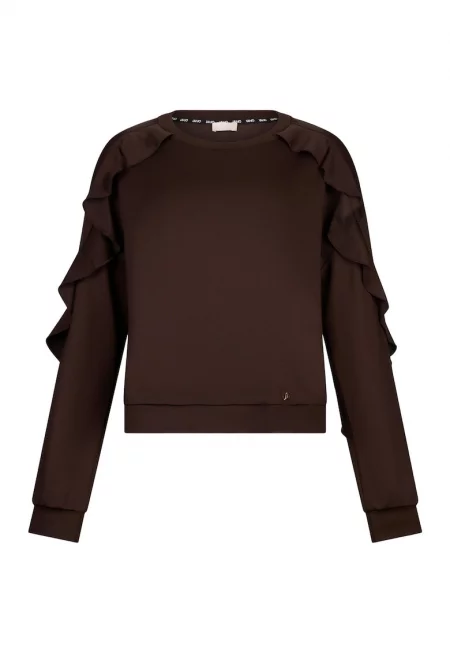 Суитшърт с надиплени ръкави - Кафяв