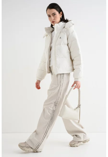 Свободно зимно яке с пухена вата - Бял