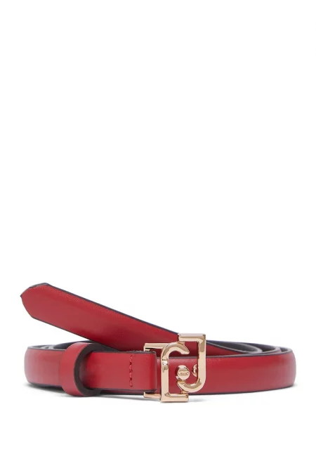 Тънък колан от еко кожа - Червен