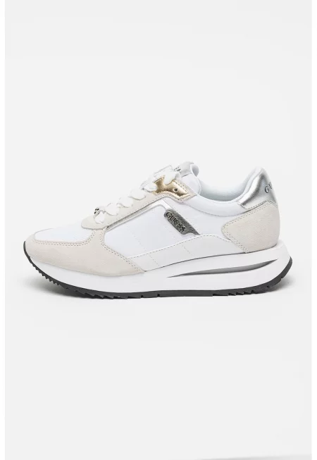 Текстилни спортни обувки с велур - Бял/Светло сив