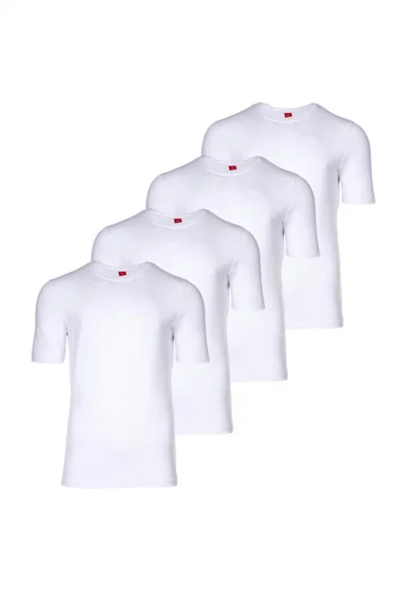 Тениска с овално деколте - 4 броя - Бял