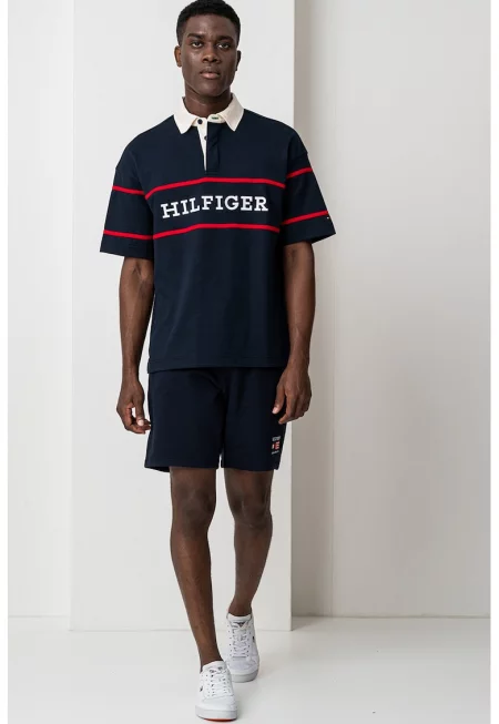 Тениска с яка - Червен/Тъмносин