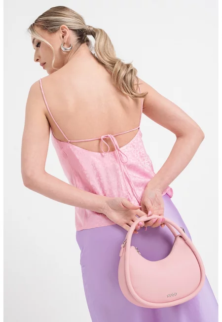 Топ Cellar с презрамки и овално деколте - Розово