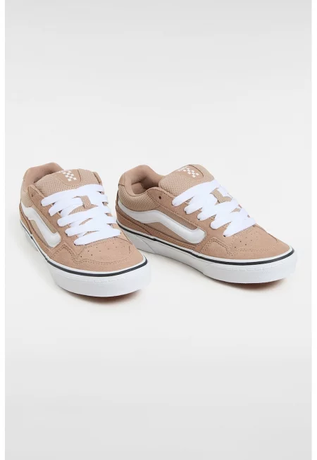 Велурени спортни обувки с връзки - Бежов