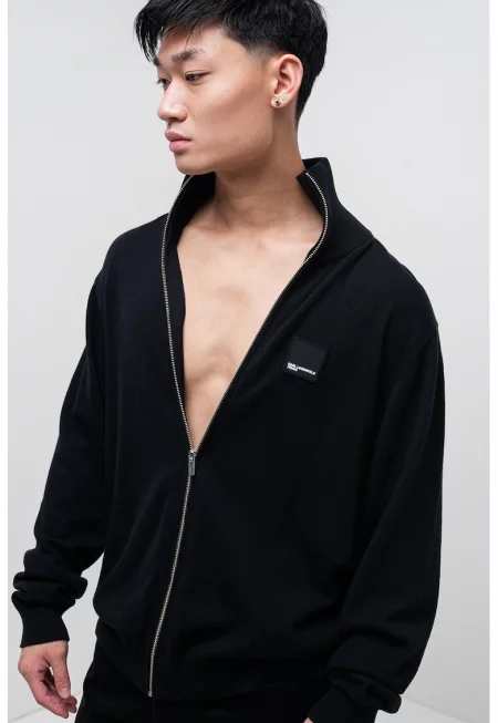 Жилетка с вълна и цип - Черен