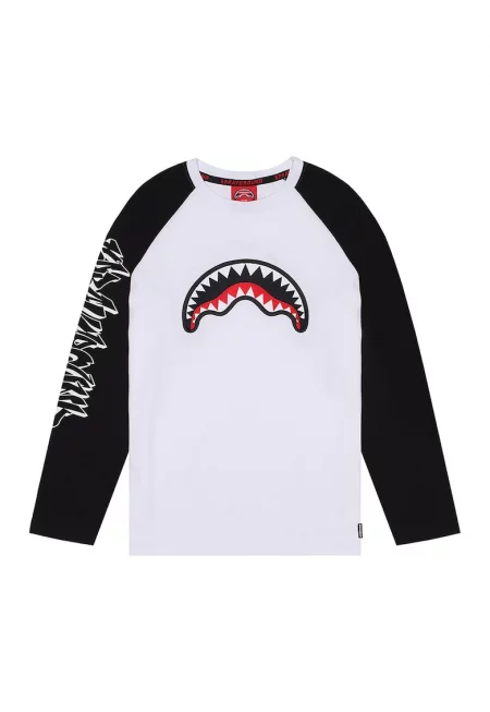 Блуза Graffiti с контрастни ръкави - Черен/Бял/Аленочервен