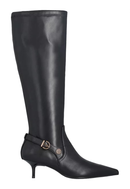 Ботуши до коляното с остър връх - Черен