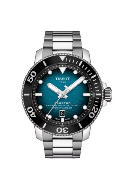 Часовник  Seastar 2000 Powermatic 80 T120.607.11.041.00 - Аналогов - Ежедневен - Стомана - Сребро - 46 mm - Черен/Син