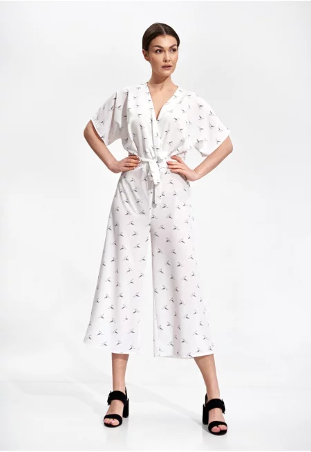 Дамски гащеризон -  кимоно - широк - почти бял - полиестер