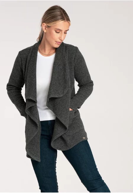 Дамски кардиган -  M1043 - тъмносив - вълна-акрил-полиестер