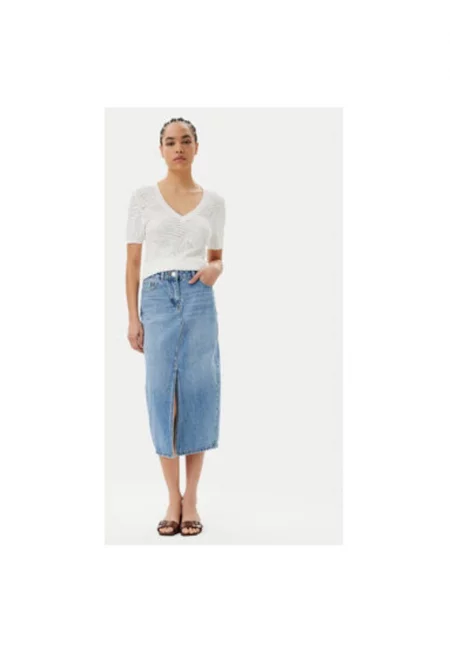 Дамски пуловер  251-MPALM - Вискоза/Полиамид - Бял