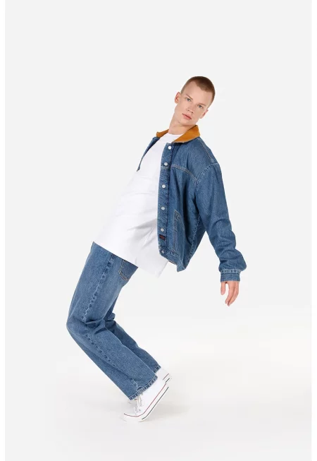 Дънково яке с пришити джобове - Син