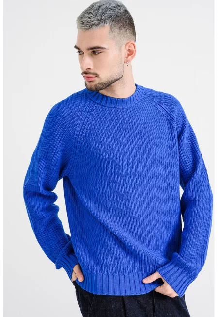 Едноцветен плетен пуловер