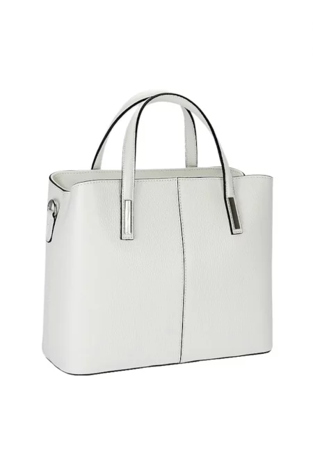 Голяма чанта от естествена кожа 8922 - Бял