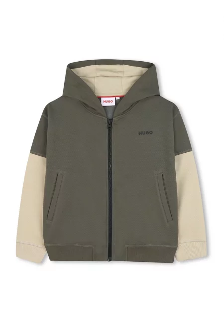 Худи с контрастни ръкави - Черен/Каки/Светло бежово