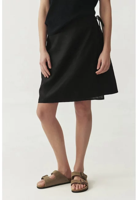 Къса пола от лен Lima - Черен