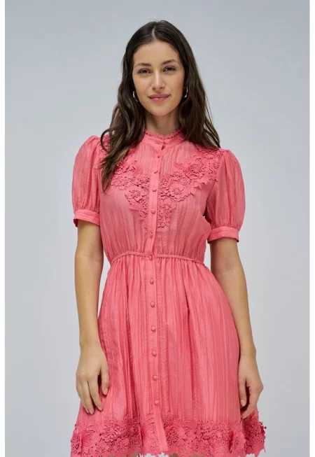 Къса разкроена рокля - Пастелнорозов