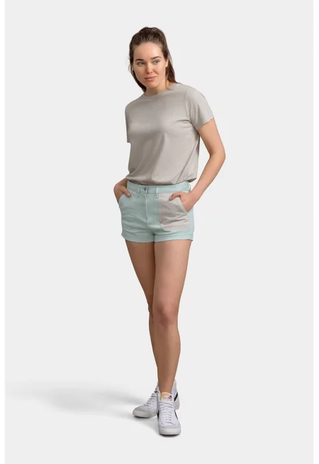 Къси дънки с контрастен джоб - Светло сив/Ледено синьо