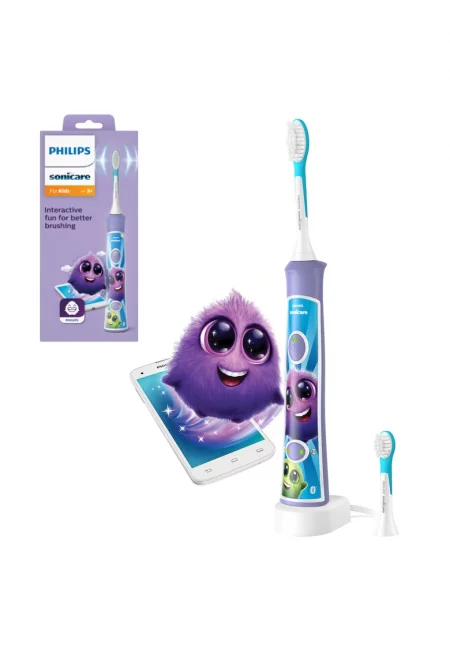 Kids HX6322/04 - Вграден Bluetooth® - 2 режима - 2 глави за четки - Брой движения/минута 62000 - Лилав