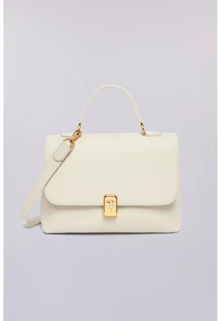 Кожена чанта с допълнителна презрамка - Слонова кост