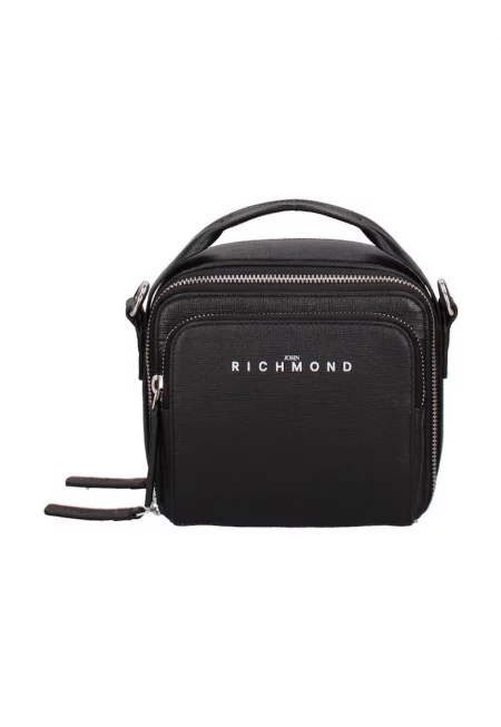 Кожена чанта с лого - Черен