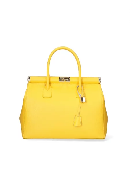 Кожена чанта с отделяща се презрамка - Жълт