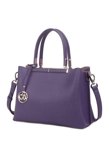 Кожена шопинг чанта Olive с отделяща се презрамка - Бледовиолетов