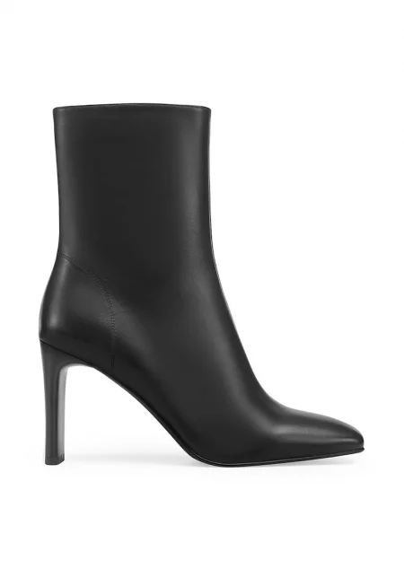 Кожени боти с квадратен връх - Черен