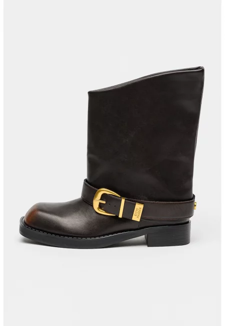 Кожени ботуши с декоративна каишка