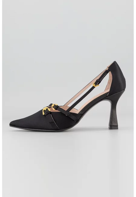 Кожени обувки с остър връх - Черен