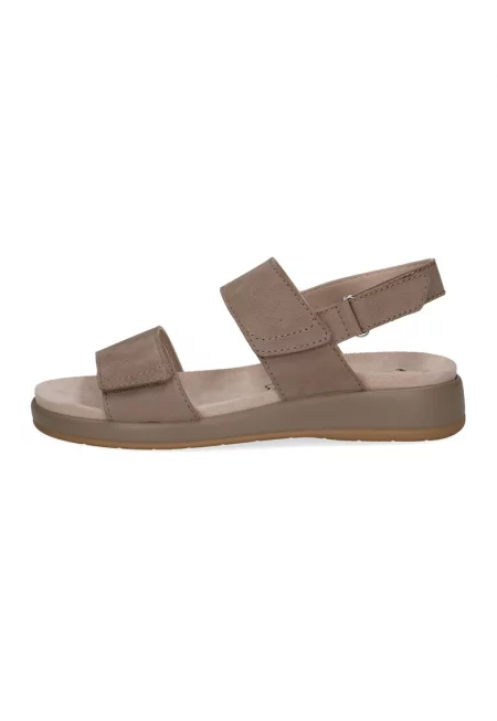 Кожени сандали с велкро - Сиво-кафяв