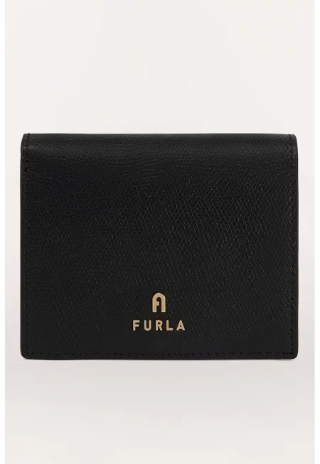 Кожено портмоне Camelia с двойно прегъване - Черен