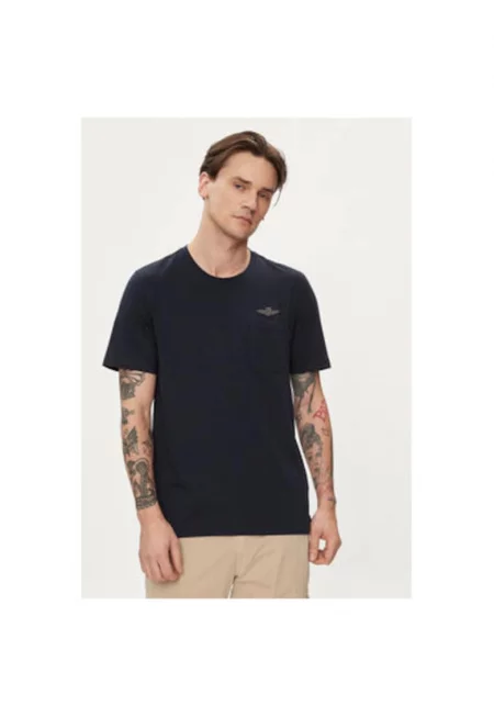 Мъжка тениска -  303724580 - Памук - Син - Син