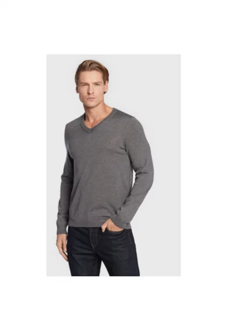Мъжки пуловер -  301461425 - Вълнен - Сив - Сив