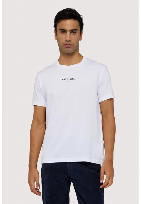 Памучна тениска с лого - Бял