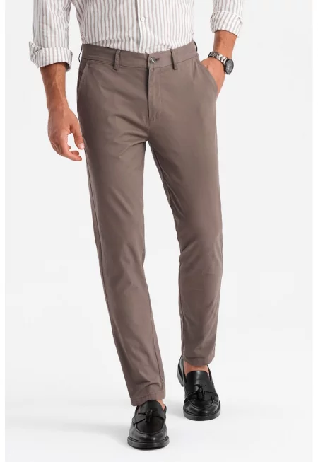 Панталон чино със средна талия - Сиво-кафяв