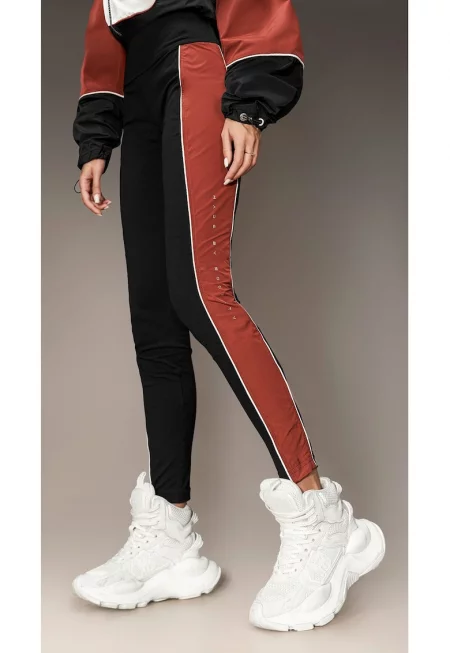 Панталони  - P26676 - Бордо/Черен