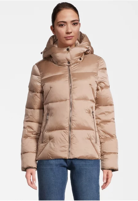 Подплатено зимно яке с качулка - Бежов