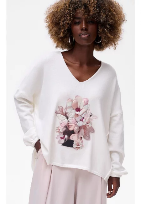 Poem Oversized Sweater With Embroidered Details