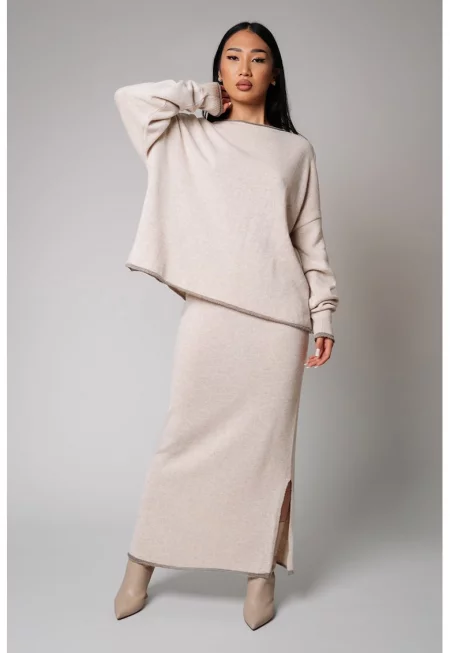 Пола с вълна и кашмир и суитшърт - 2 части