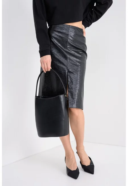 Пола тип молив от еко кожа Rantuli - Черен