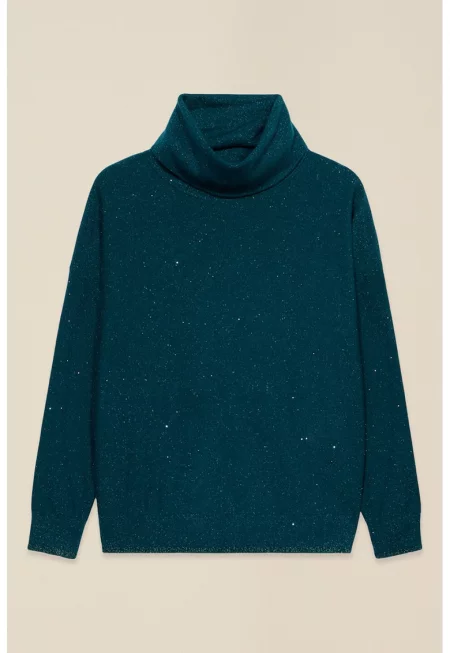 Поло с декоративни камъни - Петролно синьо