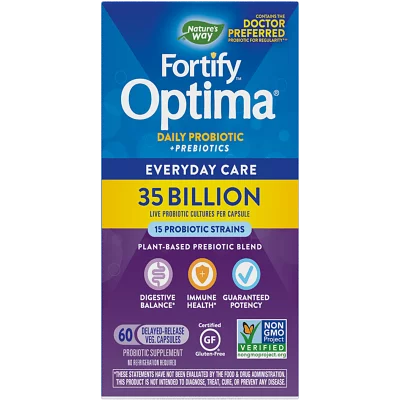 Пробиотик + пребиотици – ежедневна грижа - Fortify Optima Probiotic Everyday Care, 35 млрд. активни пробиотици, 60 капсули