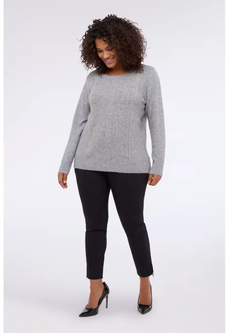 Пуловер с декоративни камъни