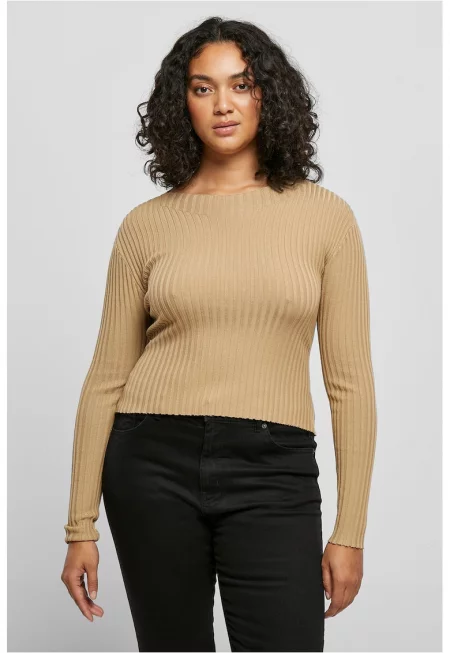 Пуловер с усукан детайл на гърба