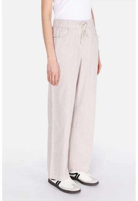 Раиран панталон с висока талия и връзки