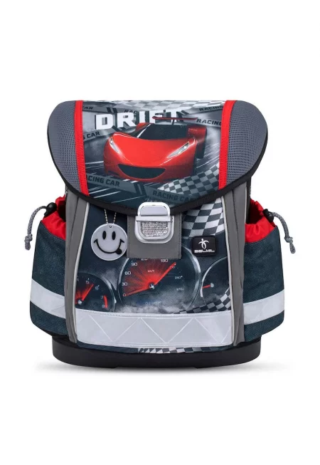 Раница с принт и подплатен гръб - Червен/Tъмносив