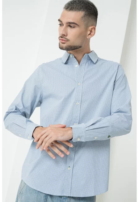 Риза с десен - Бял/Прашно синьо