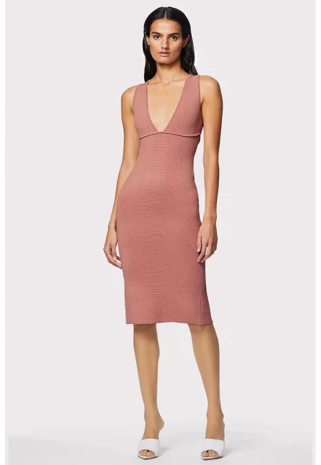 Rochie creion cu slit pe partea din spate - Розово