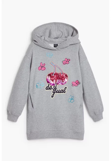 Рокля с качулка и десен